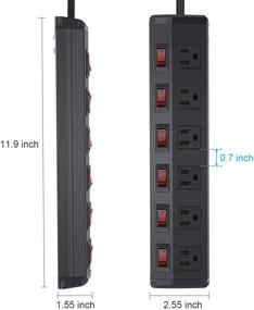 img 1 attached to 💪 High Quality Heavy Duty Power Strip with Switch - Ideal for Commercial, Industrial, School, and Home Use - 15A 125V 1875W - Wall Mountable Outlet - 6 FT Power Cord