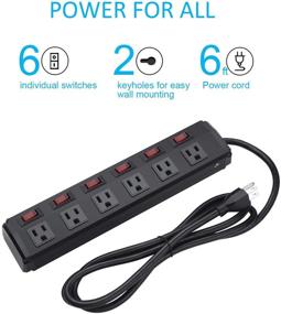img 3 attached to 💪 High Quality Heavy Duty Power Strip with Switch - Ideal for Commercial, Industrial, School, and Home Use - 15A 125V 1875W - Wall Mountable Outlet - 6 FT Power Cord