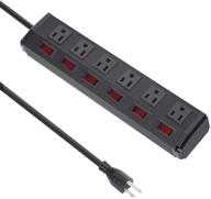 💪 high quality heavy duty power strip with switch - ideal for commercial, industrial, school, and home use - 15a 125v 1875w - wall mountable outlet - 6 ft power cord logo
