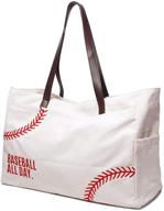 oversized canvas baseball tote bag for women - perfect for sports, beach, travel, and mom essentials logo