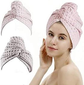 img 1 attached to Quick-Dry Microfiber Hair Towel Wrap Set: Pack of 2 for Efficient Hair Drying