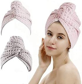 img 3 attached to Quick-Dry Microfiber Hair Towel Wrap Set: Pack of 2 for Efficient Hair Drying