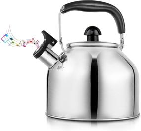 img 4 attached to 🍵 Premium Stainless Steel Whistling Teapot - 3 Quart Tea Kettle for All Stovetops with Ergonomic Handle