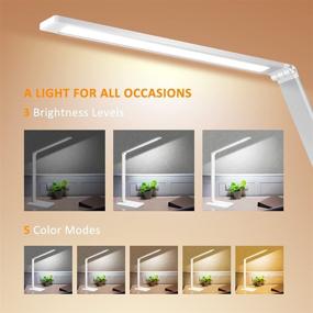 img 2 attached to GSBLUNIE LED Desk Lamp: White, 5 Lighting Modes, 3 Brightness Levels, USB Charging, Memory Function Touch Control – Modern Eye-Caring Desk Lamps for Home Office