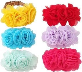 img 4 attached to 🌸 6 Pieces of Multicolored Dog Collar Flowers in Pink, Purple, and Yellow - Perfect Charms for Small, Medium, and Large Female Cats, Kittens, Rabbits, and Pets. Enhance Grooming Accessories with these Pet Sliders!