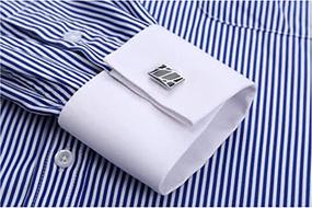 img 1 attached to 👔 Stylish Taobian PurpleWhite Shirts with Cufflink Included - Men's Clothing Collection