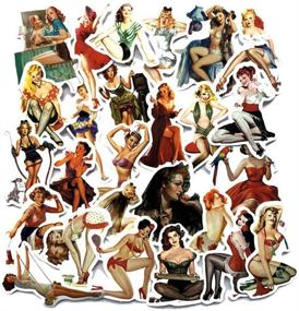 img 3 attached to 🔥 50pcs Pack Sexy Girl Retro Vintage Pin Up Decals: Laptop, Water Bottle, Travel Case, Phone, Notebook, Car, Skateboard, Motorcycle, Bicycle, Luggage, Guitar, Bike Stickers for Pinup Women