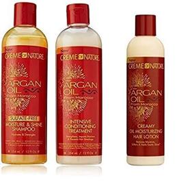 img 4 attached to 🌟 Creme of Nature Argan Oil Trio Set: Ultimate Hair Moisture & Shine Kit with Shampoo, Conditioning Treatment, and Oil Moisturizer