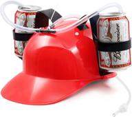 red guzzler drinking helmet with straw - novelty can holder drinker hat cap for beer and soda - ideal for party fun - enhance your seo! logo