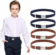 adjustable elastic buckle belt for boys and girls - 4pcs silver square buckle for kids childs - by kajeer logo