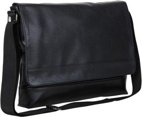 img 1 attached to Kenneth Cole REACTION Grand Central Vegan Leather Bag Laptop & Tablet Crossbody Travel Shoulder Case, Black Laptop Messenger, 15-inch – Stylish and Functional Travel Companion