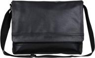 kenneth cole reaction grand central vegan leather bag laptop & tablet crossbody travel shoulder case, black laptop messenger, 15-inch – stylish and functional travel companion logo