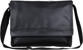 img 4 attached to Kenneth Cole REACTION Grand Central Vegan Leather Bag Laptop & Tablet Crossbody Travel Shoulder Case, Black Laptop Messenger, 15-inch – Stylish and Functional Travel Companion