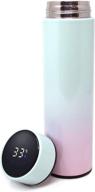 stay hydrated with hstory led temperature touch display stainless steel thermos water bottle - hot or cold for 12 hours (gradient - mint & pink) logo