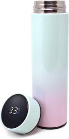 img 4 attached to Stay Hydrated with HSTORY LED Temperature Touch Display Stainless Steel Thermos Water Bottle - Hot or Cold for 12 Hours (Gradient - Mint & Pink)