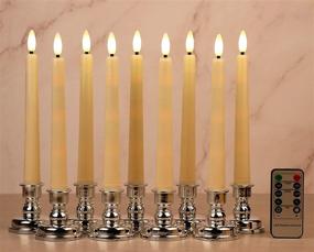 img 4 attached to OWLBAY 9 Pack 3D Wick Flameless Window Candles: 💡 Remote & Timer, Ivory LED Taper Candles for Tabletop/Christmas/Wedding/Party Decor