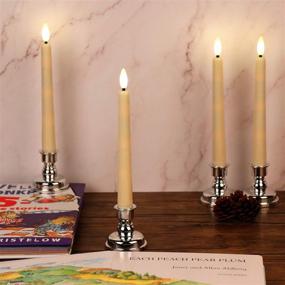 img 1 attached to OWLBAY 9 Pack 3D Wick Flameless Window Candles: 💡 Remote & Timer, Ivory LED Taper Candles for Tabletop/Christmas/Wedding/Party Decor