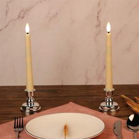 img 3 attached to OWLBAY 9 Pack 3D Wick Flameless Window Candles: 💡 Remote & Timer, Ivory LED Taper Candles for Tabletop/Christmas/Wedding/Party Decor