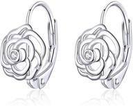 qing's sterling silver flower hoop earrings with cubic zirconia - love gift for women & girls logo