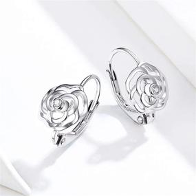 img 3 attached to Qing's Sterling Silver Flower Hoop Earrings with Cubic Zirconia - Love Gift for Women & Girls