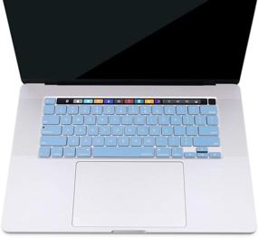 img 3 attached to 💻 MOSISO Клавиатурная накладка – MacBook Pro 13 дюймов 2020 A2338 M1 A2289 A2251 и MacBook Pro 16 дюймов 2020 2019 A2141 – Прозрачно-голубая силиконовая накладка для защиты Touch ID