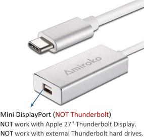 img 1 attached to Amiroko USB-C to Mini DisplayPort Adapter - 4K/1080P Support for MacBook Pro and Alienware, Silver