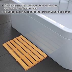 img 1 attached to 🛀 BAMBUROBA Bath Shower Mat: Non-Sliding Bamboo Bathroom Floor Mat - Square Spa Sauna Mat, 22x15-Inch