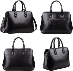 img 1 attached to 👜 Stylish Black Leather Handbags Shoulder Satchel Set for Women - Trendy Handbags & Wallets