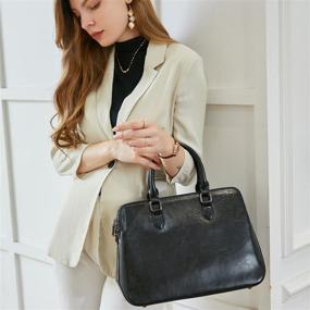 img 3 attached to 👜 Stylish Black Leather Handbags Shoulder Satchel Set for Women - Trendy Handbags & Wallets