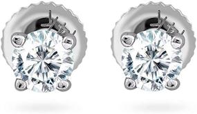 img 1 attached to 14k Gold Diamond Women Stud Earring: Elegant 0.05cttw, Color IJ, Clarity I2/I3