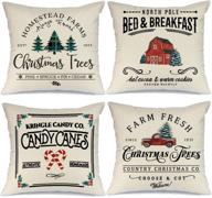 aeney christmas decorations pillow covers 18x18 set of 4 - farm fresh tree red truck rustic winter holiday throw pillows: a charming farmhouse christmas decor for home - xmas cushion cases for sofa couch a282 logo