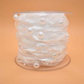 img 4 attached to 🌸 10M Artificial Bead Pearl Ribbon: Ideal Trims for Wedding, Christmas Tree & Craft Décor (White)