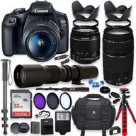 📷 enhanced canon eos rebel t7 dslr camera bundle with 18-55mm is ii lens + canon ef 75-300mm f/4-5.6 iii lens and 500mm preset lens + 32gb memory + filters + monopod + professional add-ons (refurbished) logo