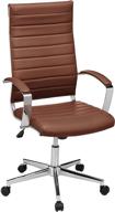 🪑 amazon basics high-back executive swivel office chair - brick red, ribbed upholstery, lumbar support, modern style logo