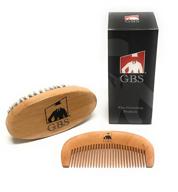 🔸 gentlemen's oval wood handle boar bristle brush and beard comb set - premium choice for men's grooming: professional tools for stylish beards logo