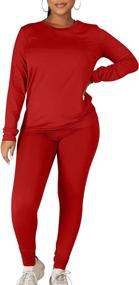 img 4 attached to Kaximil Women's Workout Tracksuit - 2 Piece Set with Long Sleeve Top and Legging Jogger Pants