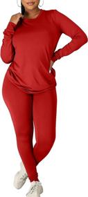 img 1 attached to Kaximil Women's Workout Tracksuit - 2 Piece Set with Long Sleeve Top and Legging Jogger Pants