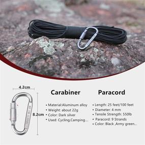 img 3 attached to 🎒 GeGeDa Paracord 550: Premium Parachute Cord with Carabiner for All Outdoor Activities