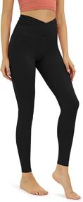 img 4 attached to 🩴 ODODOS Cross Waist Yoga Leggings for Women with Inner Pocket, Ideal for Sports, Gym, Workout, and Running - Inseam 25" / 28