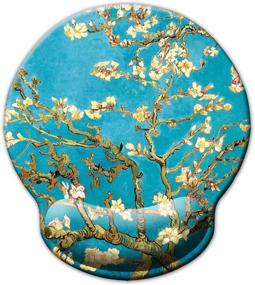 img 4 attached to Dooke Ergonomic Mouse Pad with Wrist Support: 🐭 Cute Design, Non-Slip Rubber Base, Pain Relief - Almond Blossoms