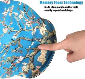 img 1 attached to Dooke Ergonomic Mouse Pad with Wrist Support: 🐭 Cute Design, Non-Slip Rubber Base, Pain Relief - Almond Blossoms