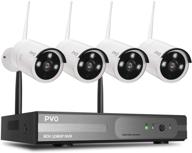 high-quality pvo surveillance nvr kits, 8 channel home security camera system with 4pcs 1080p 🎥 wifi cameras, outdoor built-in repeater, ip66 waterproof, night vision, motion alert, remote views, no hard disk logo