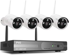 img 4 attached to Комплекты высококачественных PVO наблюдения через сеть NVR, система безопасности дома на 8 каналов с 4 шт. 1080P 🎥 WiFi камерами, встроенным ретранслятором для работы на открытом воздухе, защитой от влаги IP66, ночным видением, оповещением о движении, просмотром с удаленного доступа, без жесткого диска.