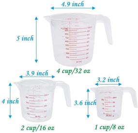 img 2 attached to 🥄 Set of 3 Heat-resistant Plastic Measuring Cups with Handle Grip and Spout, Stackable Design, BPA-free - 1/2/4 Cup Capacity for Precise Liquid Measurement, Baking, Mixing - Clear