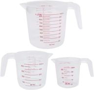 🥄 set of 3 heat-resistant plastic measuring cups with handle grip and spout, stackable design, bpa-free - 1/2/4 cup capacity for precise liquid measurement, baking, mixing - clear logo