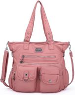 👜 pu leather satchel tote bag, women's handbags shoulder bags with multiple pockets – stylish mutipocket purse logo