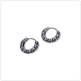 img 3 attached to 💀 Hip Hop Stainless Steel Skull Hoop Earrings - NSITBBUERY