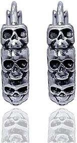 img 4 attached to 💀 Hip Hop Stainless Steel Skull Hoop Earrings - NSITBBUERY