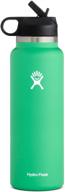 💧 hydro flask wide mouth water bottle with straw lid 2.0 - 40 oz, spearmint: stay hydrated on the go! logo