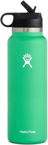 img 4 attached to 💧 Hydro Flask Wide Mouth Water Bottle with Straw Lid 2.0 - 40 oz, Spearmint: Stay Hydrated on the Go!